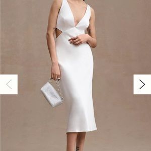 BHLDN Sachin & Babi Mona V-Neck Cutout Satin Midi Dress Anthropologie Size 8 NWT